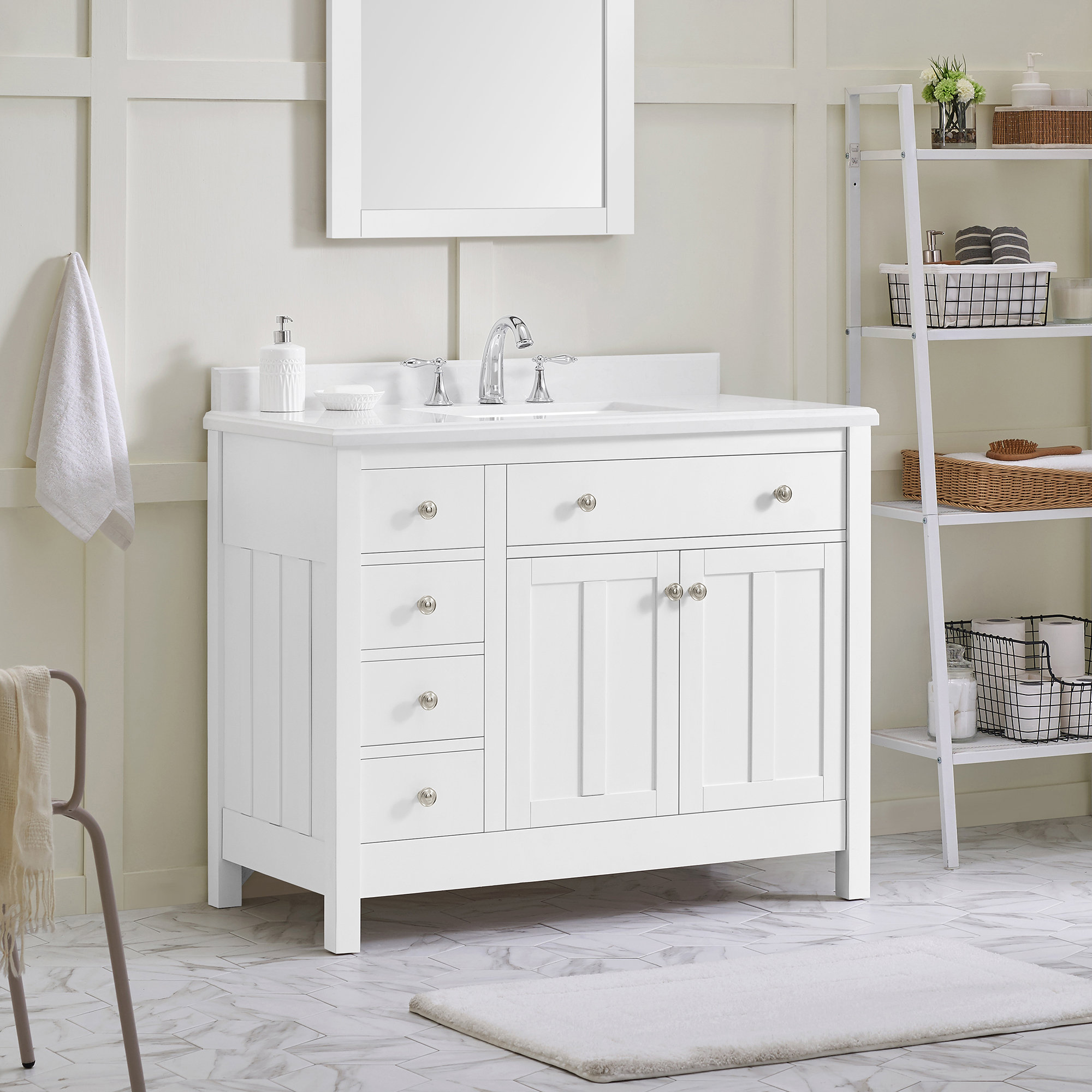 Latitude Run® Dantrel 42'' Single Bathroom Vanity with Marble Top ...