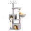 Arbre à chat de 53 pouces de haut avec 2 condos pour chats d'intérieur, tour pour chat avec poteaux à griffer pour petits chats, tour pour arbre à chat gris avec hamac et jouets pour chat