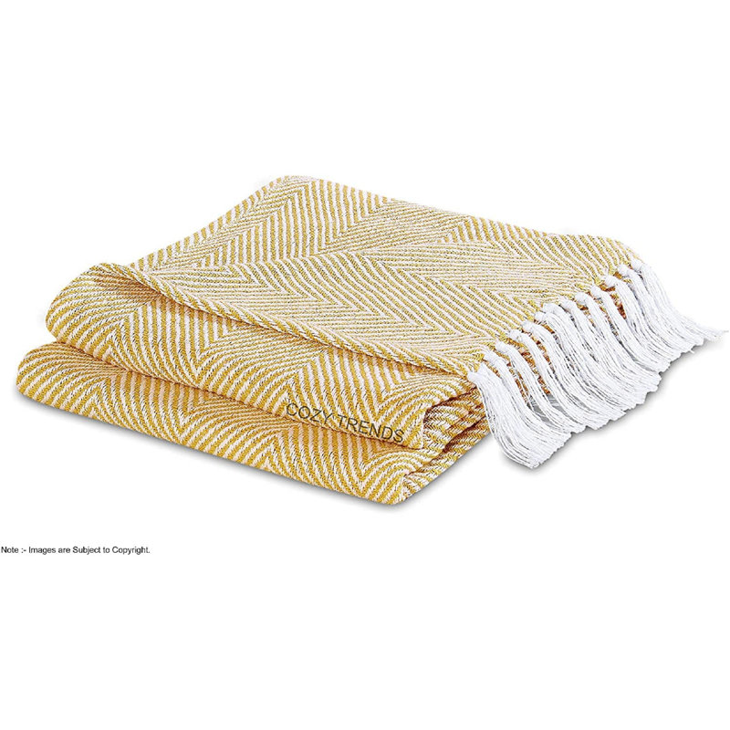 Jeté en coton Rustic Farmhouse, L 50 po x L 62 po, Moutarde
