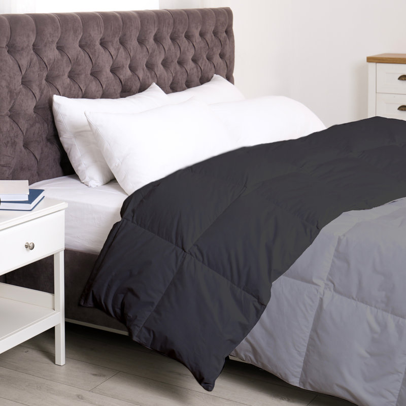 Édredon en duvet de bambou toutes saisons réversible avec rembourrage alternatif, Complète, Gris clair / Gris foncé