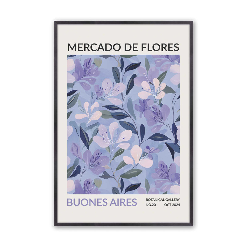 Marché aux fleurs de buisson , Reproduction encadrée sans passe-partout, Zinc patiné, H 15,25 po x l 12,25 po x P 1,25 po