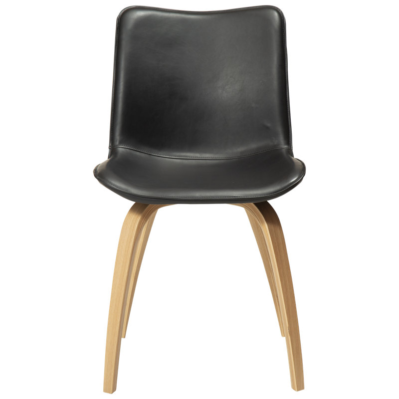 45cm H Polyester Blend Upholstered Dining Chair, Black, Oak