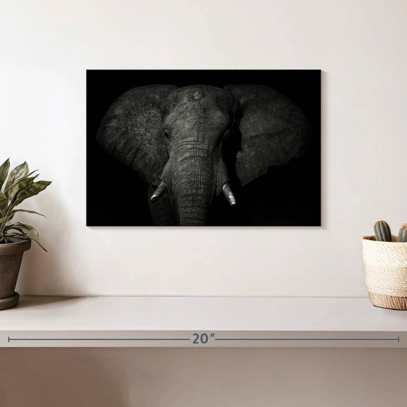 Éléphant monochrome, H 8 po x l 12 po