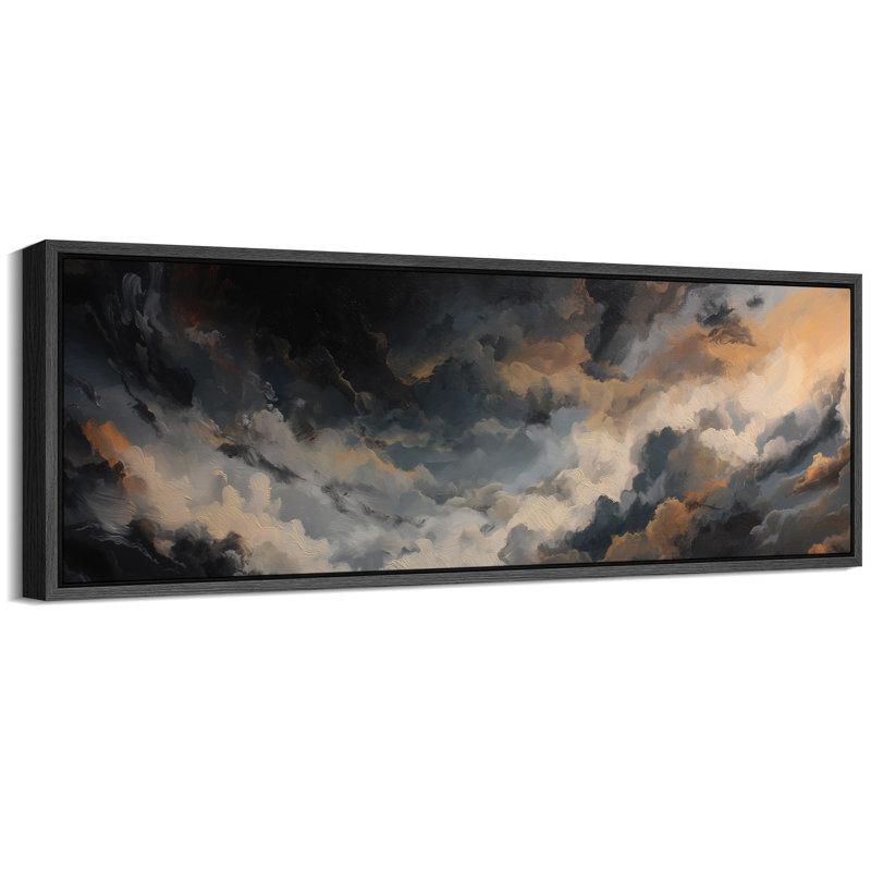«Majestic Cloudscape Art», impression sur toile encadrée, Cadre flottant noir, H 20 po x l 60 po x P 1,5 po