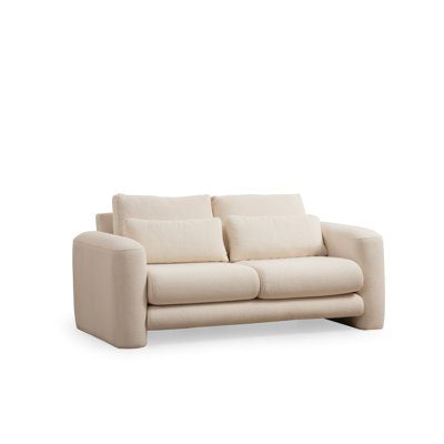 Élégant canapé 2 places, tissu crème, 70,9 x 38,2 x 28,7 pouces | Structure en bois de hêtre et en carton, 100% polyester | 28 Coussin de dossier en mousse souple | Portable et nettoyable à sec | Parfait pour le salon et les petits espaces