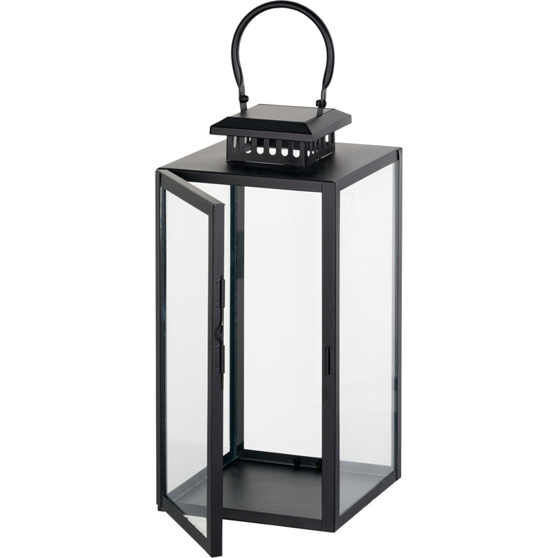 Metal Lantern, Black, 39cm H x 18cm W x 39cm D