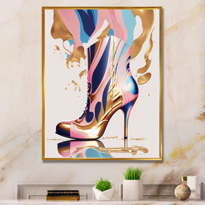 " Pink And Blue Deco High Heel Boots III "