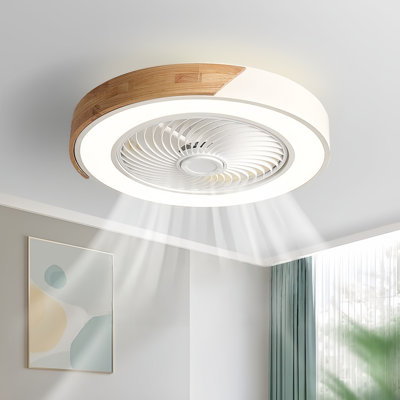 Blodgett 19.68" Modern Flush Mount Ceiling Fans With LED Light Dimmable Low Profile Ceiling Fans with Light