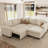 Modular Velvet Pull Out Bed With Storage Ottoman For Living Room Bedroom Apartment-848953534