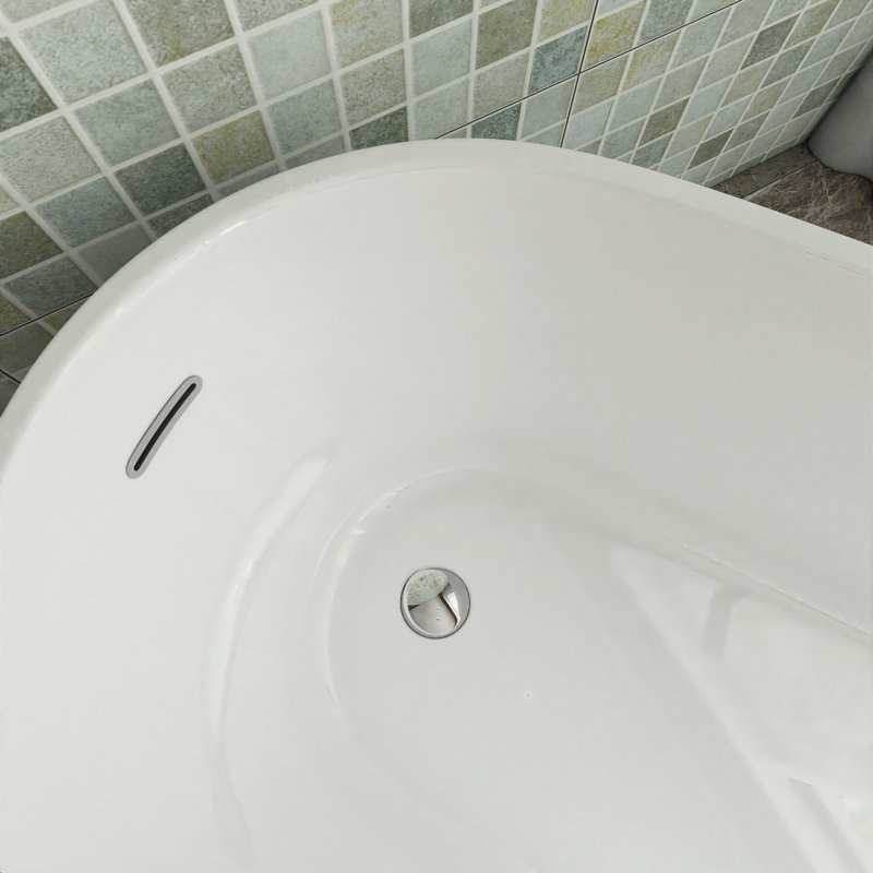 59'' x 31'' Freestanding Soaking Acrylic Bathtub in White
