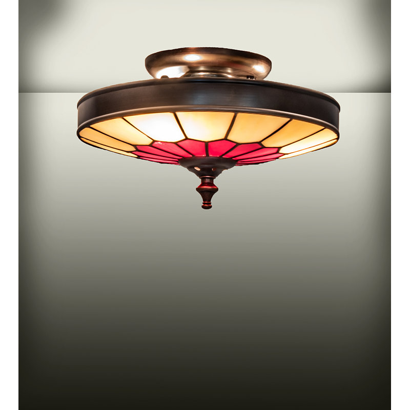 Meyda Tiffany & Stained Glass 3 - Light Semi Flush Mount, 5.75" H x 10" W x 10" D