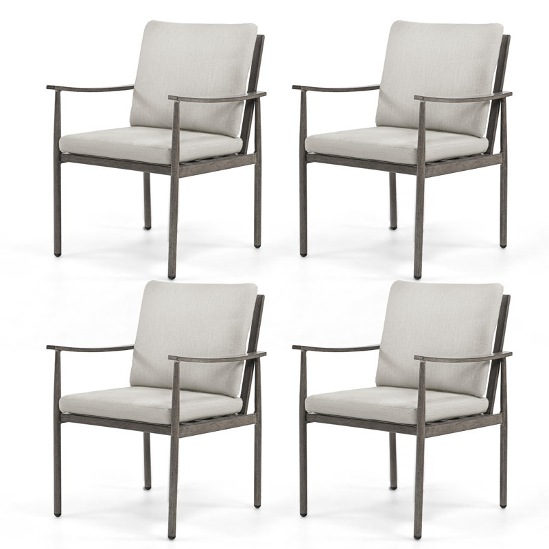 Chaises de salle à manger d'extérieur avec coussins 4 pièces Kashanti, Gris, Gris