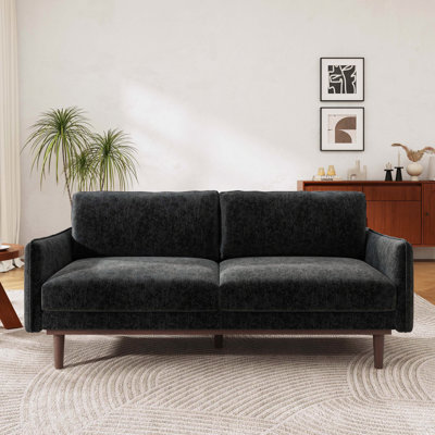 Canapé de style moderne avec causeuse de 75,75 po, canapé 2 places avec salon spacieux, noir