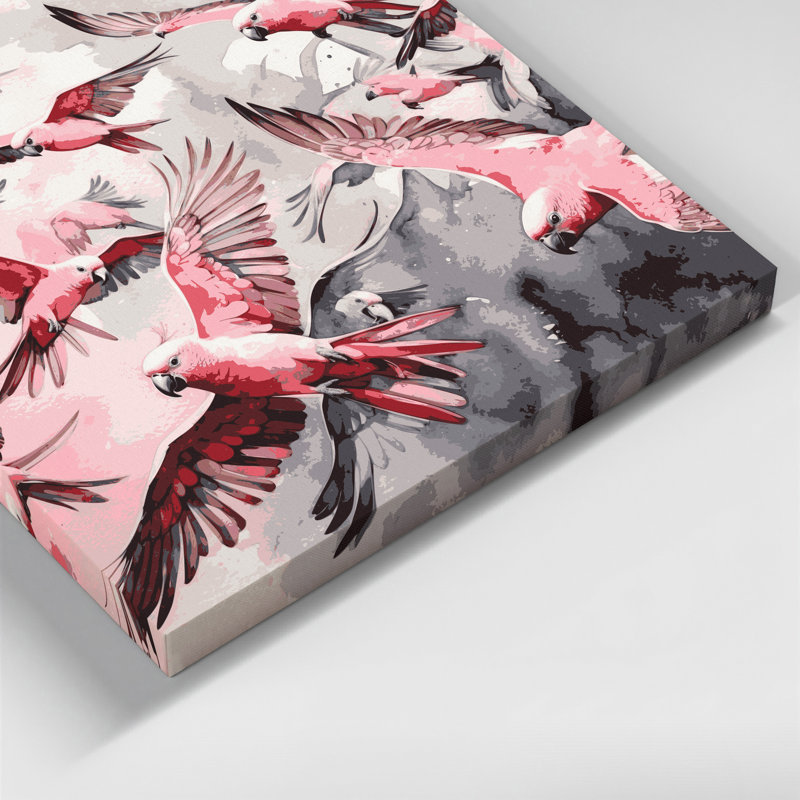 «Birds Galah Beige», art mural sur toile, H 12 po x l 12 po