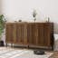 Armoire de rangement Mid-Century moderne en noyer avec buffet à lattes de 63 po avec tablettes réglables et pieds en bois massif