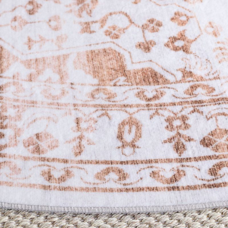 Msrw Arizona 127 Performance Machine Washable Oriental Rug, Round 6'