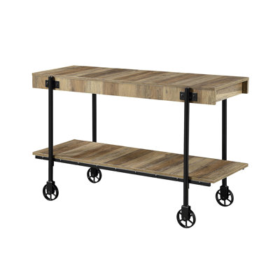 46.6" W Industrial Sofa Table, Natural Tone