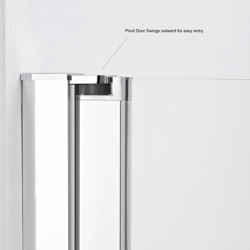 Polished Chrome Frameless Hinged Tub Door with Tempered Glass