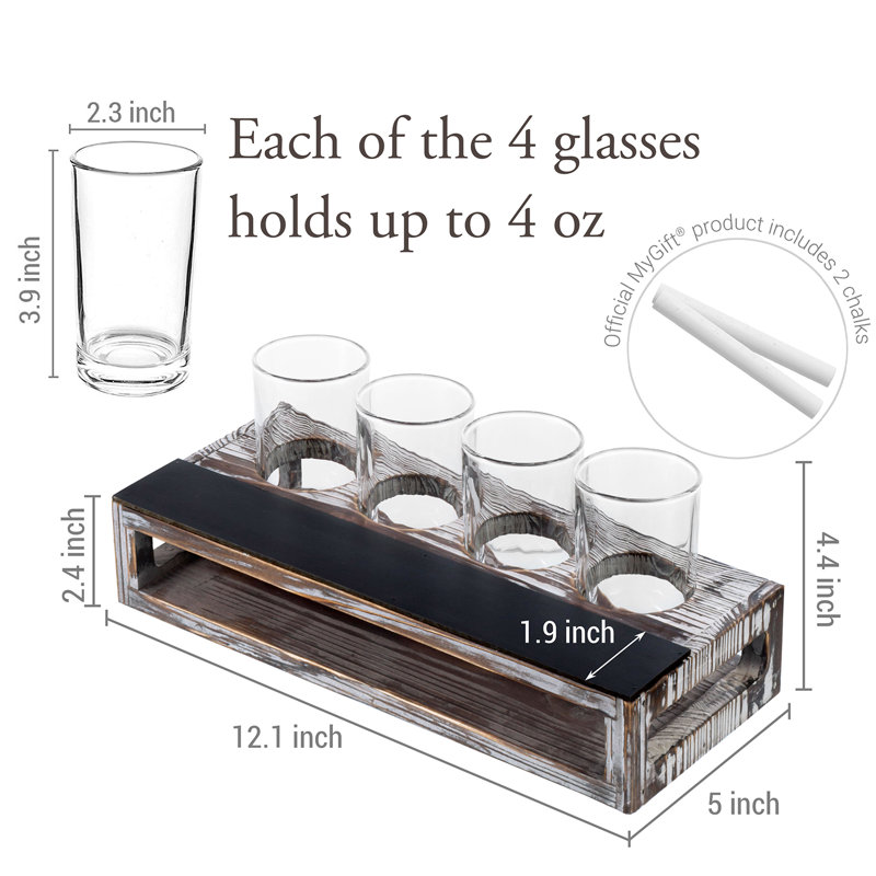 4 Piece 118ml Glass Beer Flight Set