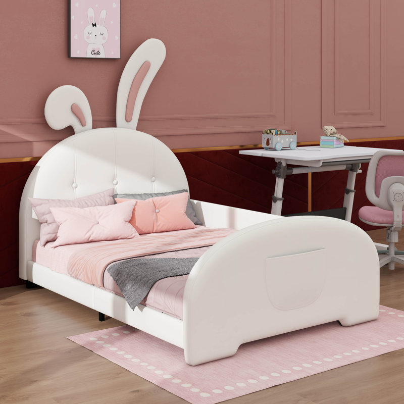 Lit simple princesse en forme de lapin rembourré, Blanc