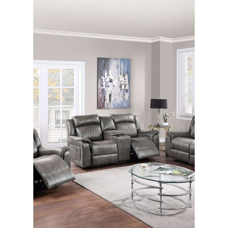 Extra Comfort Console - Modern Slate Blue Breathable Reclining Function, 41.78" H x 71.45" W x 38.22" D , Grey