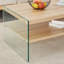 Ensemble de table de chevet et de table basse à trois niveaux, panneau de fibres à densité moyenne et verre trempé, conception simple avec rangement puissant