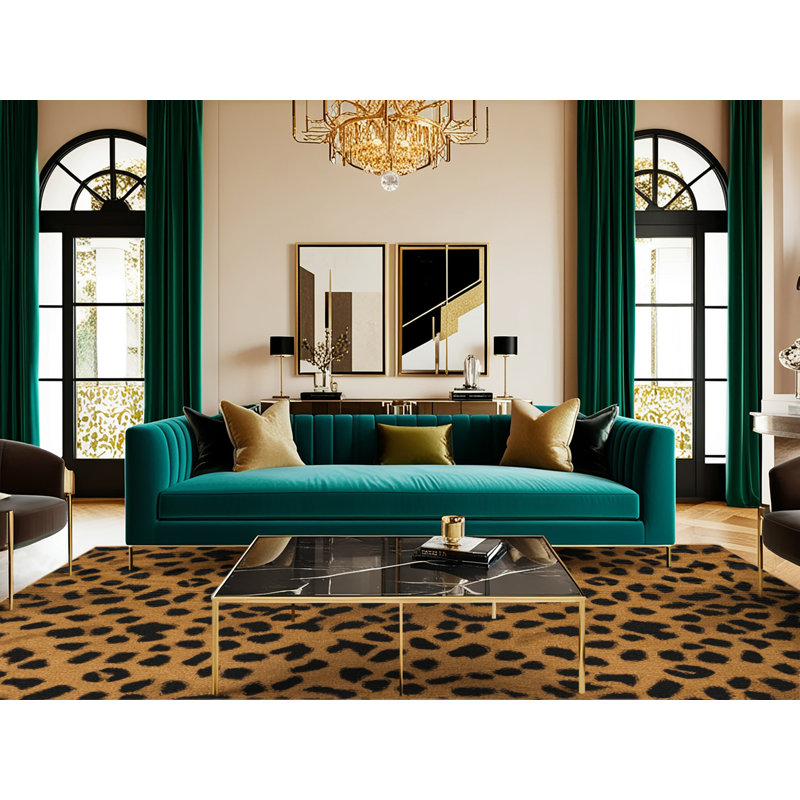  Washable Cheetahs Big Cats Area Rug, Rond 3 pi