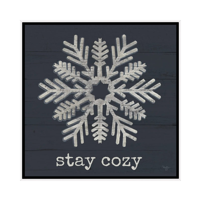 «Stay Cozy Snowflake», reproduction d'art sur toile encadrée, H 26 po x l 26 po, Blanc