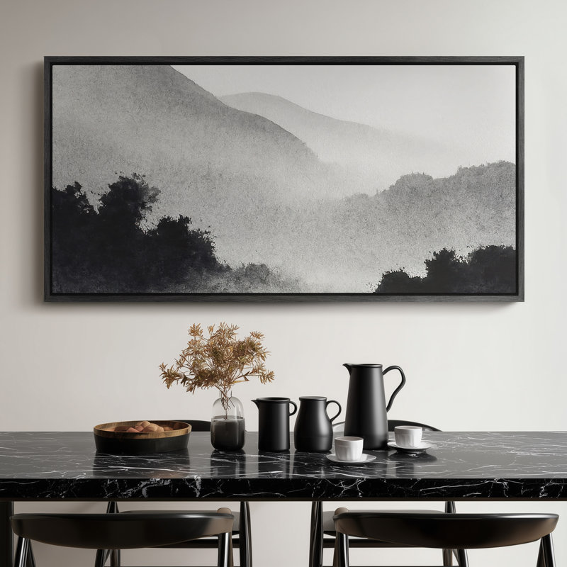 Très grand art mural rétro encadré pour art classique, H 30 po x l 60 po, Noir