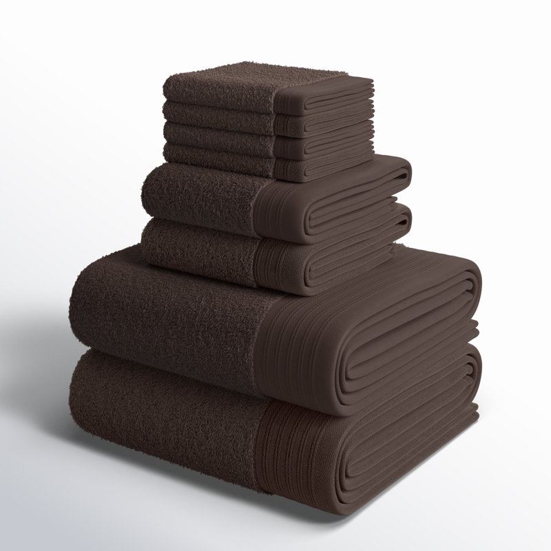 Ensemble de serviettes 8 pièces 100% coton Doncia, Chocolat