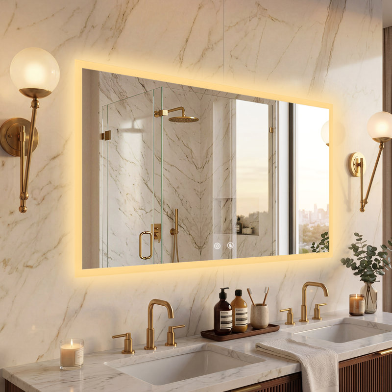 Backlit Led Wall Mirror, 70 cm H x 100 cm W