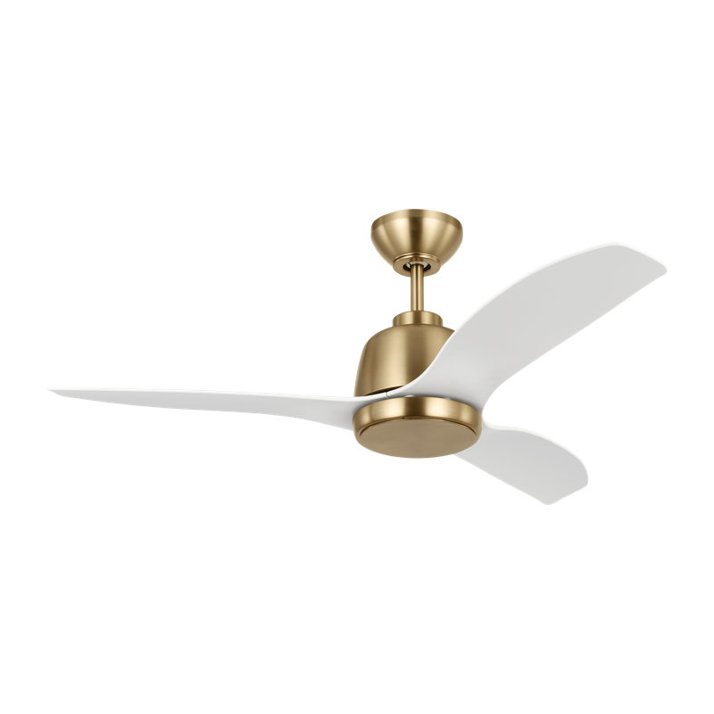 LED Downrod Ceiling Fan, 15.18" H x 44" W x 44" D, White, Satin Brass