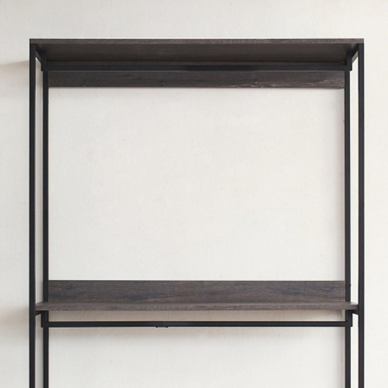 Monica Farmhouse Industrial Wood Walk-in Closet with One Shelf in Rustic Gray, 77.7"H x 47.2"W x 17.3"D