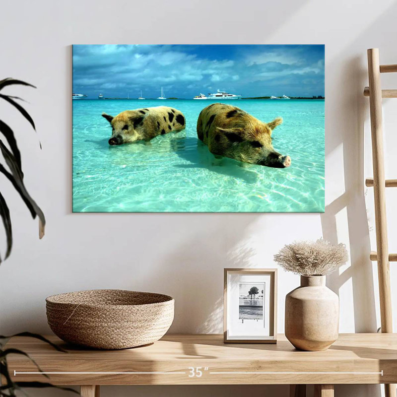Sea Swimming Pigs, 30" H x 45" W