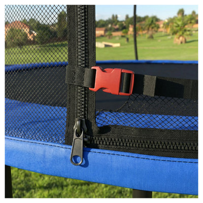 Trampoline extérieur rond de 14 pi avec système de panier de basketball, filet de sécurité et ensemble d'accessoires