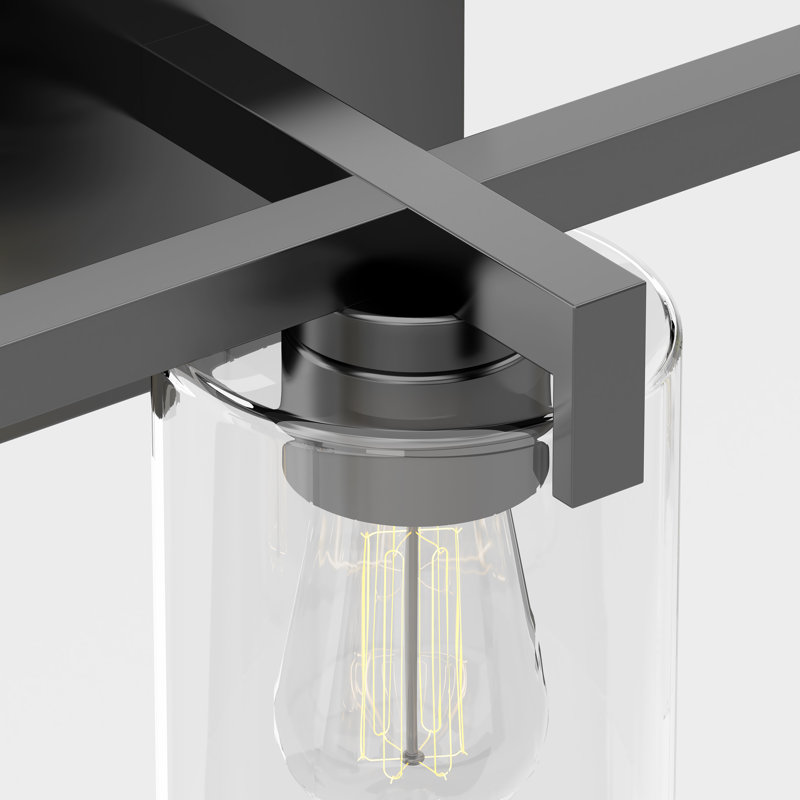 Éclairage pour meuble-lavabo moderne à intensité variable 3 lumières avec abat-jour en verre transparent Hicklin, Noir