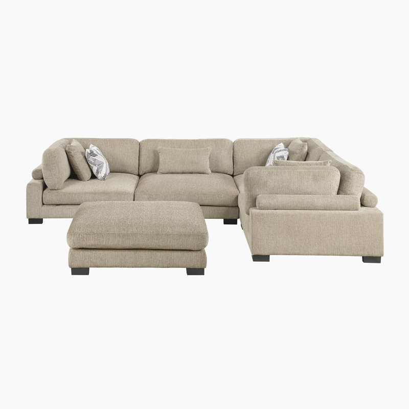 Canapé modulaire 5 pièces Subair, Microfibre brune
