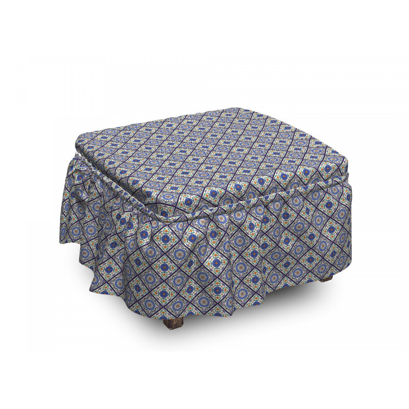 Ensemble de housse pour repose-pieds à coussin de boîte 2 pièces marocain