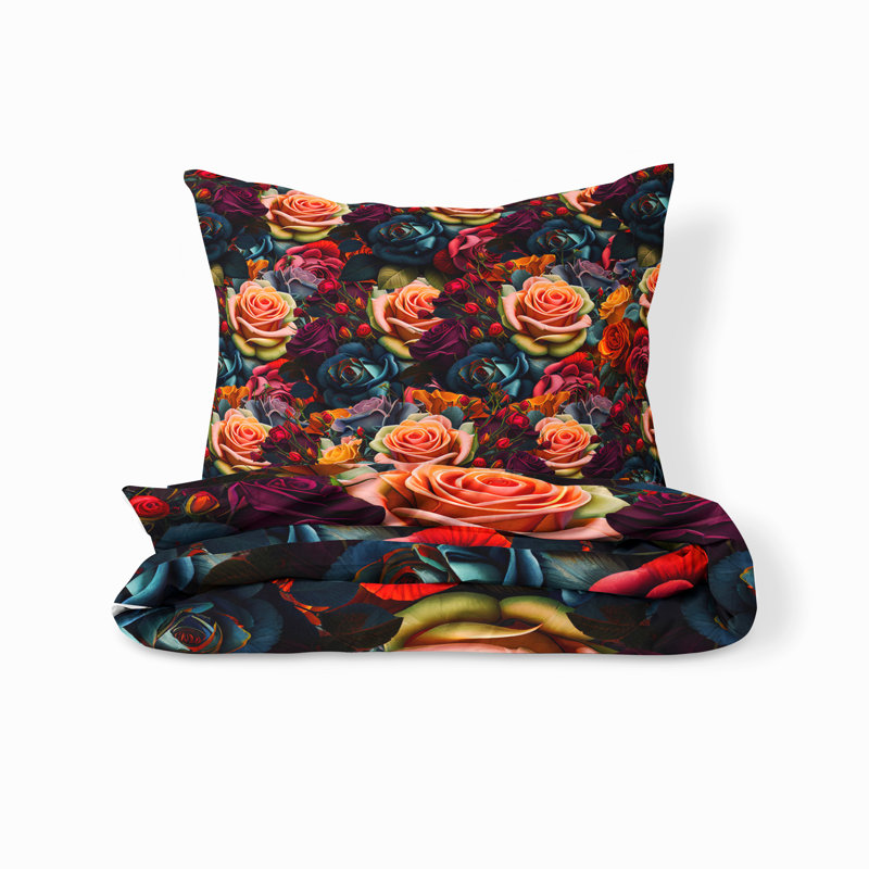 Floral Duvet Cover, King Duvet Cover + 2 King Shams