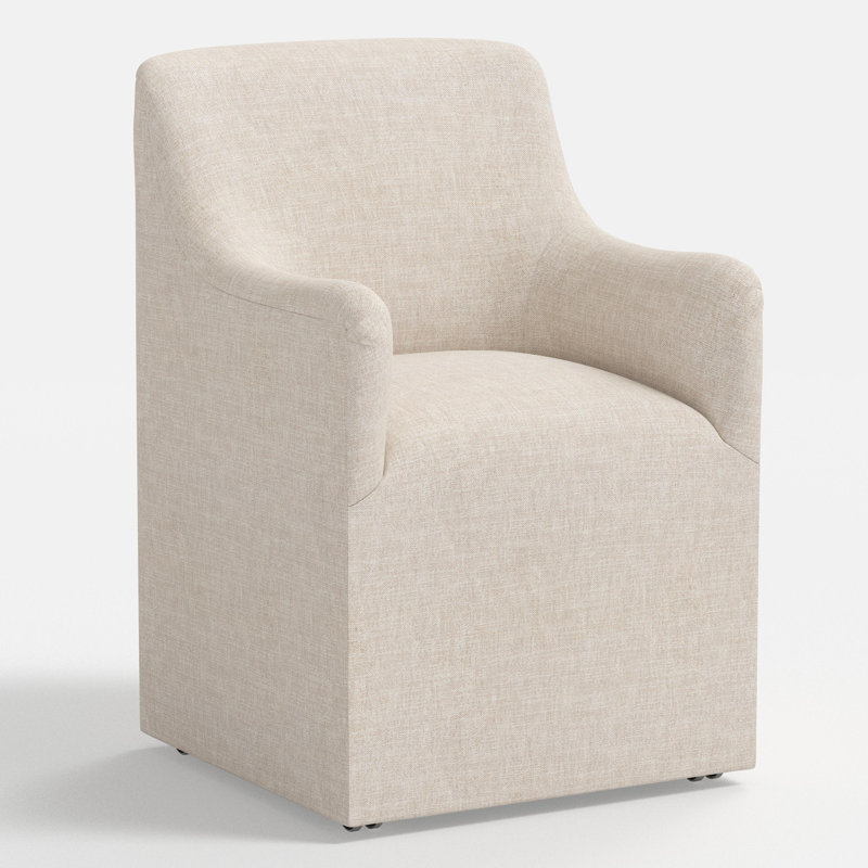 Upholstered Armchair, Performance Textured Weave Flax