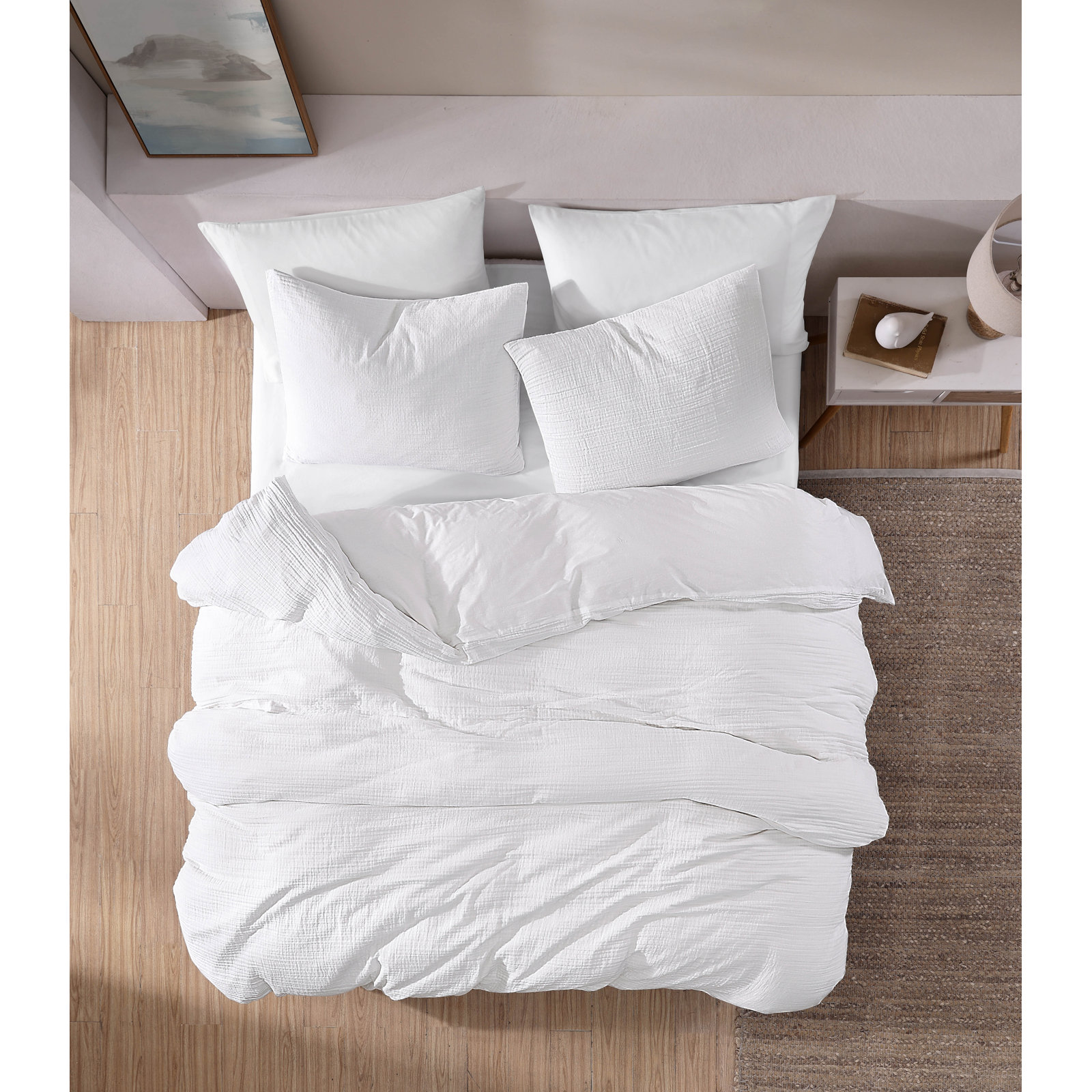 Dylan Cotton Gauze Comforter Set, King Duvet Cover + 2 King Pillowcases, White