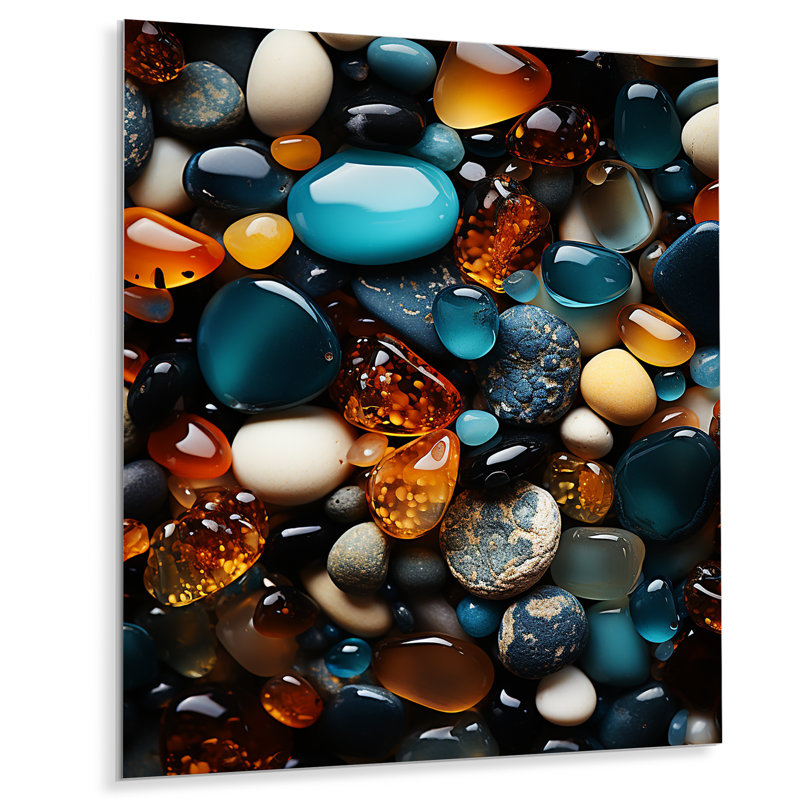 «Blue and Orange Hermatite Fusion», art mural en métal géode de pierre, H 32 po x l 24 po x P 1 po