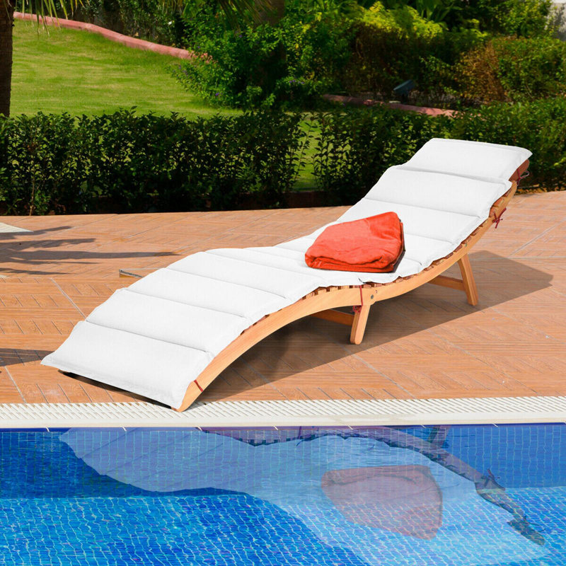 Outdoor Eucalyptus Wood Chaise Lounge , Cushion Included