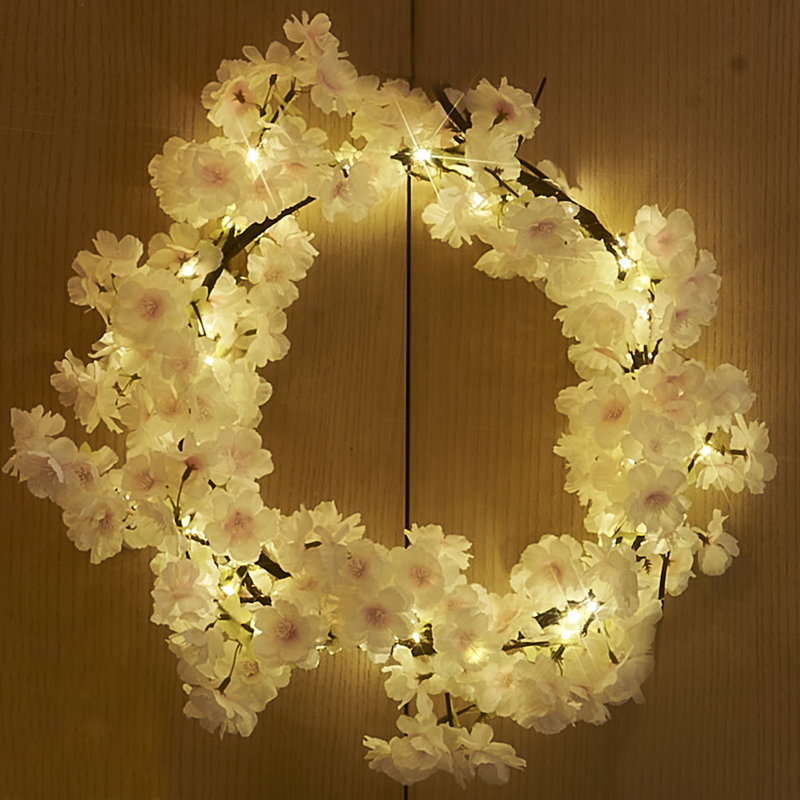 Lighted Cherry Blossom Garland, Pink