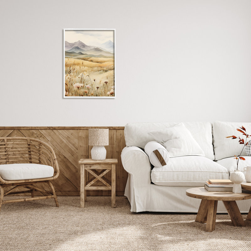 «Soft Mountainside Meadow», estampe numérique encadrée par Petals Prints Design, Giclée encadrée blanc bord de mer