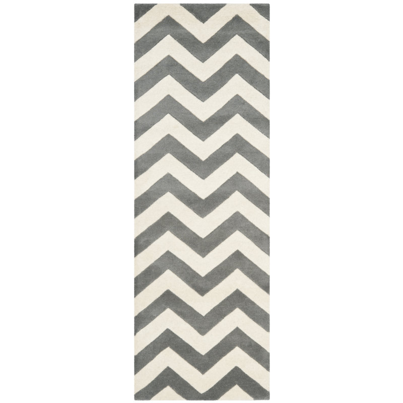 Lesedi Chevron Wool Hand Woven Area Rug, Runner 69 x 213cm
