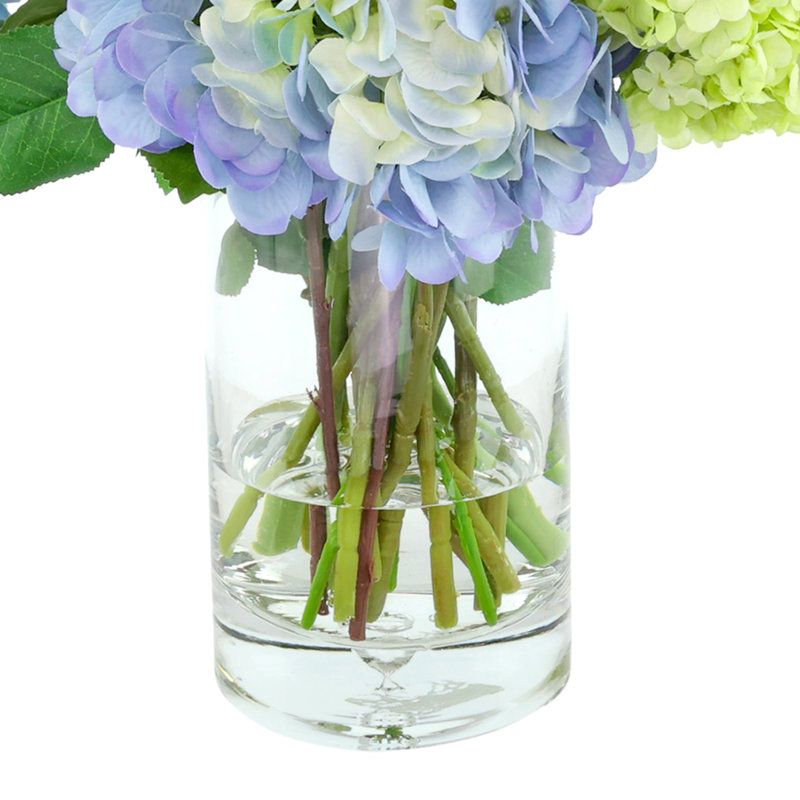 Rose and Hydrangea Arranement in Glass Vase
