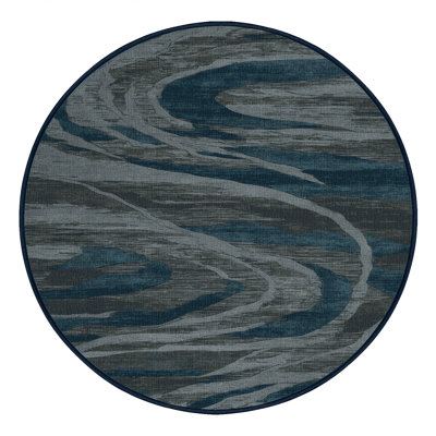 Tapis bleu abstrait lavable à la machine