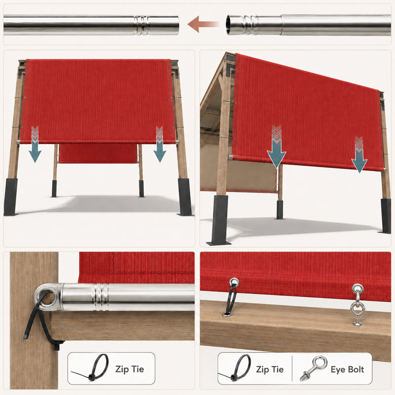 Auvent de remplacement pour abat-jour haute densité avec tige lestée en acier inoxydable Colourtree, 8 pi x 25 pi, Rouge