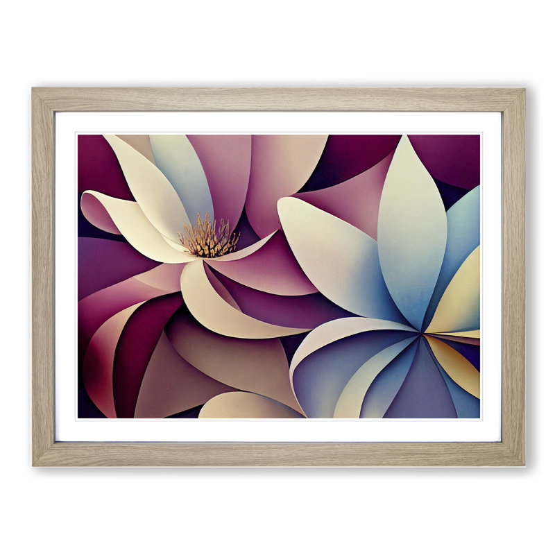 Ultimate Modern Flowers Abstract - Framed Print, 46cm H x 64cm W x 2cm D, Oak Framed
